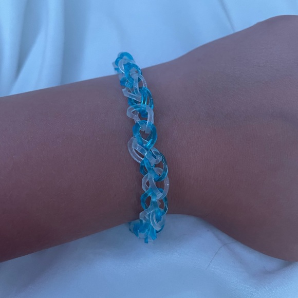 Blue and clear loom bracelet